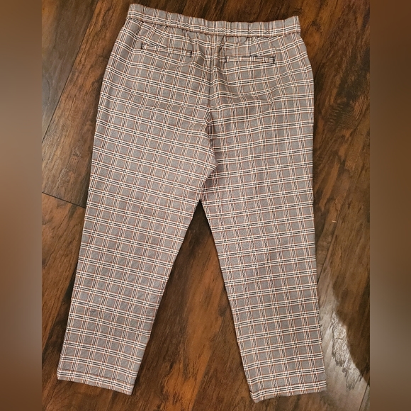 Lands End | Plaid Pull-on Trouser Pant Mid Rise Slim Leg Size 14 - Picture 2 of 7